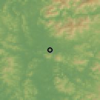 Shaded relief of the 53 km around Ŭnsan, drawn from the GMTED2010 grid