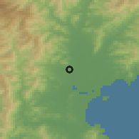 Shaded relief of the 53 km around Chigyŏng, drawn from the GMTED2010 grid