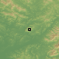 Shaded relief of the 53 km around Yŏngbyŏn, drawn from the GMTED2010 grid