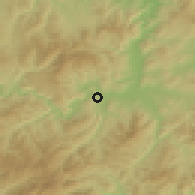 Shaded relief of the 52 km around Yusŏn, drawn from the GMTED2010 grid