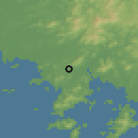 Shaded relief of the 53 km around Chŏlsan, drawn from the GMTED2010 grid