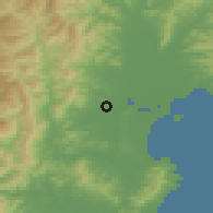 Shaded relief of the 53 km around Chŏngpyŏng, drawn from the GMTED2010 grid