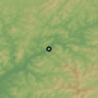 Shaded relief of the 53 km around Chŏngsu, drawn from the GMTED2010 grid