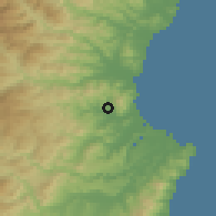 Shaded relief of the 53 km around Chuŭl, drawn from the GMTED2010 grid