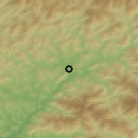 Shaded relief of the 53 km around Hŭichŏn, drawn from the GMTED2010 grid