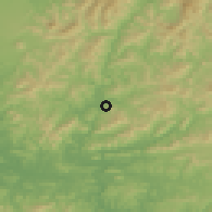 Shaded relief of the 54 km around Ichŏn, drawn from the GMTED2010 grid