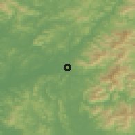 Shaded relief of the 53 km around Kaechŏn, drawn from the GMTED2010 grid