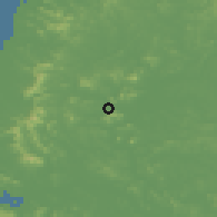 Shaded relief of the 54 km around Kangsŏn, drawn from the GMTED2010 grid