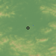 Shaded relief of the 54 km around Chaeryong, drawn from the GMTED2010 grid