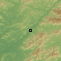 Shaded relief of the 53 km around Kujang, drawn from the GMTED2010 grid