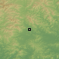 Shaded relief of the 53 km around Kusŏng, drawn from the GMTED2010 grid