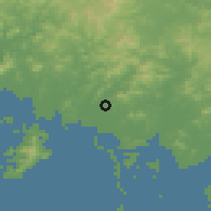 Shaded relief of the 53 km around Kwaksan, drawn from the GMTED2010 grid
