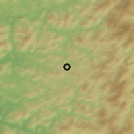 Shaded relief of the 53 km around Maengsan, drawn from the GMTED2010 grid