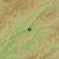 Shaded relief of the 53 km around Manpo, drawn from the GMTED2010 grid