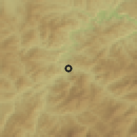 Shaded relief of the 53 km around Musan, drawn from the GMTED2010 grid