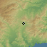 Shaded relief of the 53 km around Myŏngchŏn, drawn from the GMTED2010 grid