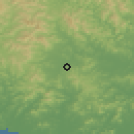 Shaded relief of the 53 km around Panghyŏn, drawn from the GMTED2010 grid
