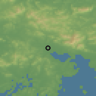 Shaded relief of the 54 km around Pyŏksŏng, drawn from the GMTED2010 grid