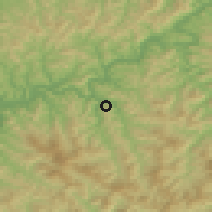 Shaded relief of the 53 km around Pyŏktong, drawn from the GMTED2010 grid