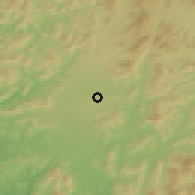 Shaded relief of the 54 km around Pyŏnggang, drawn from the GMTED2010 grid