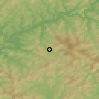 Shaded relief of the 53 km around Changsŏng, drawn from the GMTED2010 grid