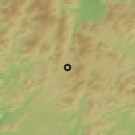 Shaded relief of the 54 km around Sepo, drawn from the GMTED2010 grid
