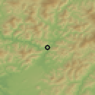 Shaded relief of the 54 km around Singpyŏng, drawn from the GMTED2010 grid