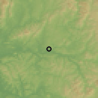 Shaded relief of the 54 km around Andong, drawn from the GMTED2010 grid