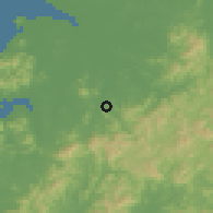 Shaded relief of the 55 km around Chongŭp, drawn from the GMTED2010 grid