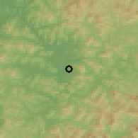 Shaded relief of the 54 km around Chungju, drawn from the GMTED2010 grid