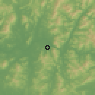 Shaded relief of the 54 km around Hanam, drawn from the GMTED2010 grid