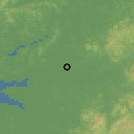 Shaded relief of the 55 km around Iksan, drawn from the GMTED2010 grid