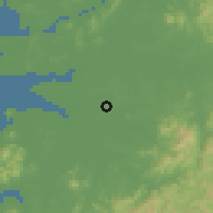 Shaded relief of the 55 km around Kimje, drawn from the GMTED2010 grid