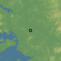 Shaded relief of the 54 km around Kimpo, drawn from the GMTED2010 grid