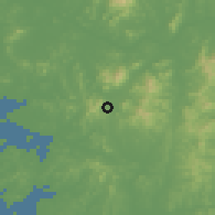 Shaded relief of the 54 km around Kunpo, drawn from the GMTED2010 grid
