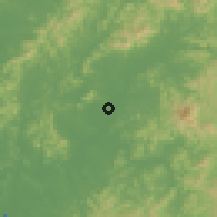 Shaded relief of the 55 km around Kwangju, drawn from the GMTED2010 grid