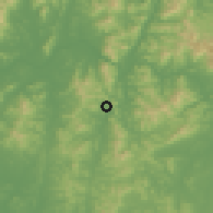 Shaded relief of the 54 km around Kwangju, drawn from the GMTED2010 grid