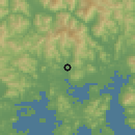 Shaded relief of the 55 km around Kwangyang, drawn from the GMTED2010 grid