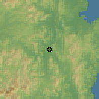 Shaded relief of the 55 km around Kyŏngju, drawn from the GMTED2010 grid
