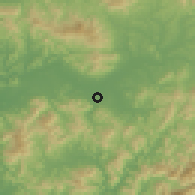 Shaded relief of the 55 km around Kyŏngsan, drawn from the GMTED2010 grid