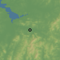 Shaded relief of the 54 km around Asan, drawn from the GMTED2010 grid