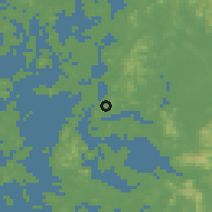 Shaded relief of the 55 km around Mokpo, drawn from the GMTED2010 grid