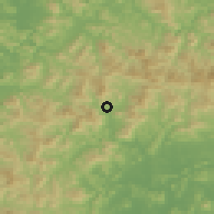 Shaded relief of the 54 km around Mungyong, drawn from the GMTED2010 grid