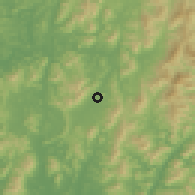 Shaded relief of the 54 km around Pochon, drawn from the GMTED2010 grid