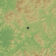 Shaded relief of the 54 km around Chechon, drawn from the GMTED2010 grid
