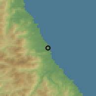 Shaded relief of the 54 km around Sŏkcho, drawn from the GMTED2010 grid