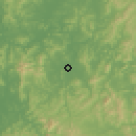 Shaded relief of the 54 km around Taejŏn, drawn from the GMTED2010 grid