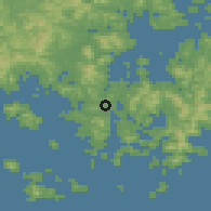 Shaded relief of the 55 km around Tongyong, drawn from the GMTED2010 grid