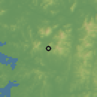 Shaded relief of the 54 km around Ŭiwang, drawn from the GMTED2010 grid