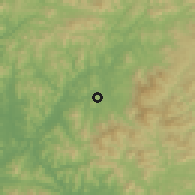 Shaded relief of the 54 km around Wŏnju, drawn from the GMTED2010 grid